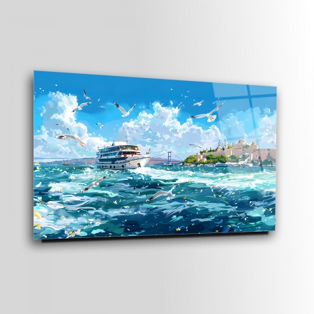 İstanbul Vapuru Cam Tablo