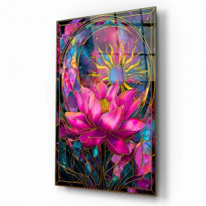 Lotus Çiçeği Cam Tablo