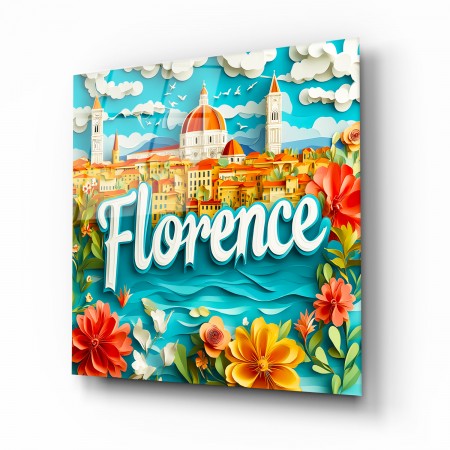 Florence Çiçekleri Cam Tablo