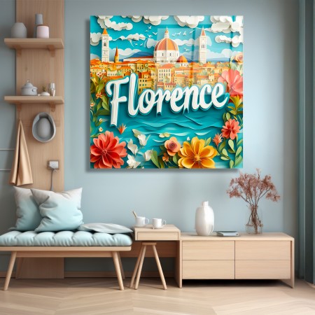 Florence Çiçekleri Cam Tablo