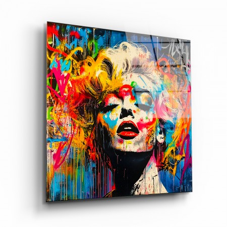 Renklerin İkonu Madonna Cam Tablo
