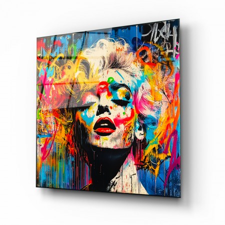 Renklerin İkonu Madonna Cam Tablo