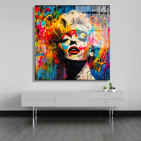 Renklerin İkonu Madonna Cam Tablo