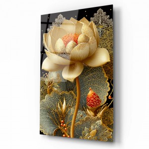 Altın Lotus Cam Tablo