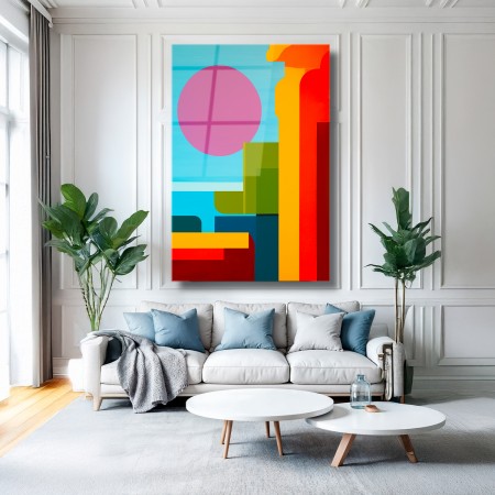 Geometrinin Gün Batımı Cam Tablo
