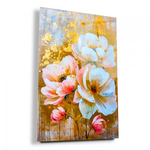 Soft Renk Çiçekler Cam Tablo