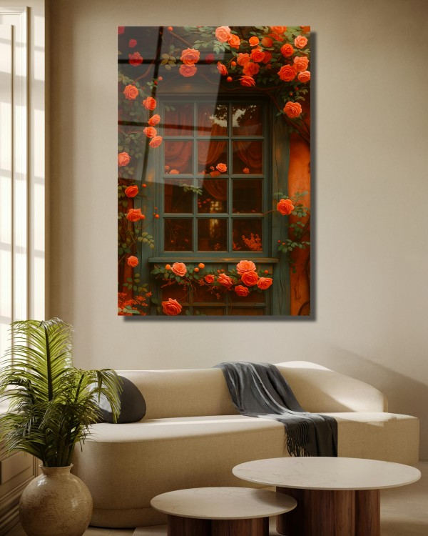 Gül Penceresi Cam Tablo