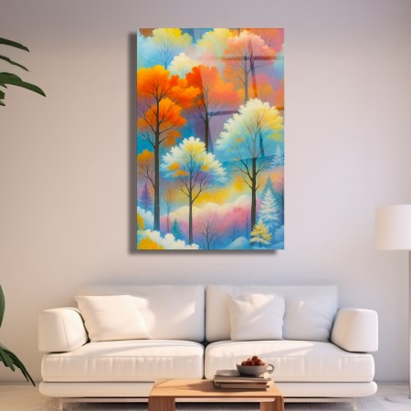 Renklerin Mevsimi Cam Tablo