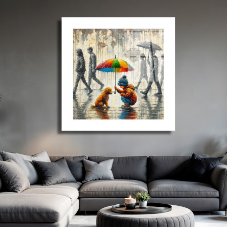 Renkli Şefkat Cam Tablo
