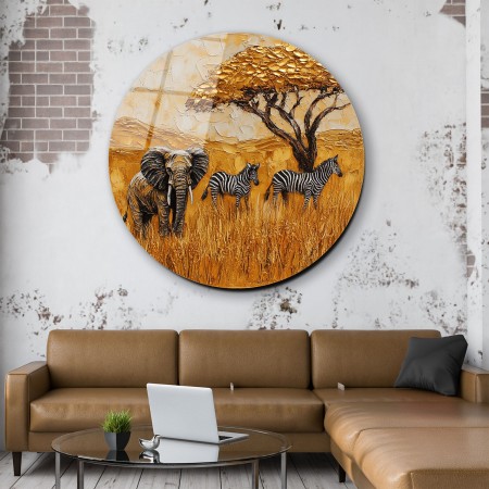 Afrika Hayvanları Cam Tablo