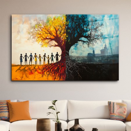 Ağacın İki Tarafı Cam Tablo