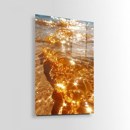 Altın Sarısı Deniz Cam Tablo