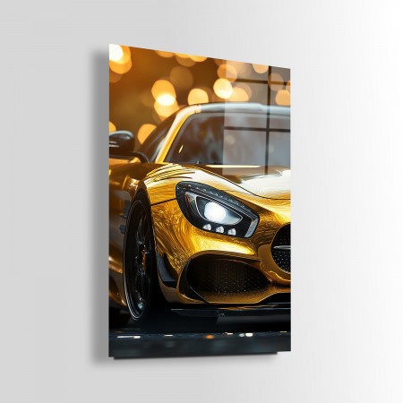 Altın Sarısı Mercedes Cam Tablo