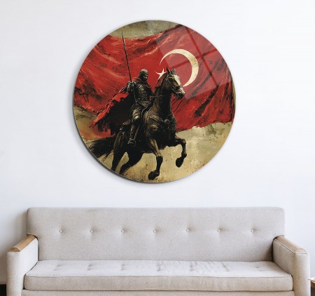 Atlı Türk Askeri Cam Tablo