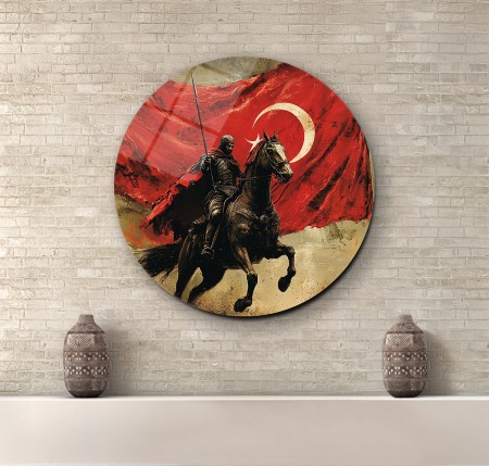 Atlı Türk Askeri Cam Tablo