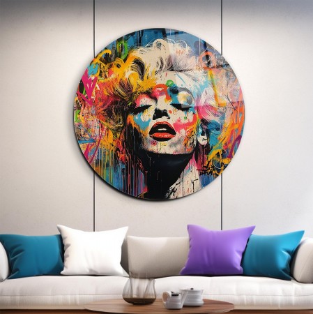 Boyalı Marilyn Monroe Cam Tablo