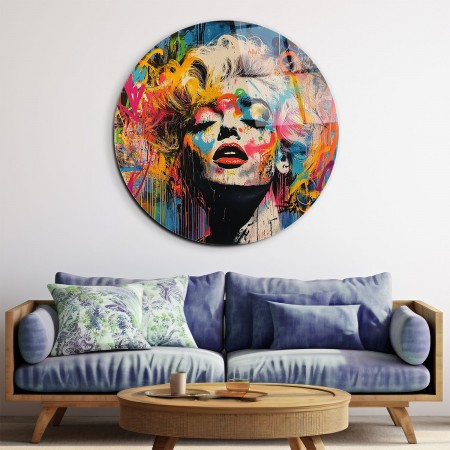 Boyalı Marilyn Monroe Cam Tablo