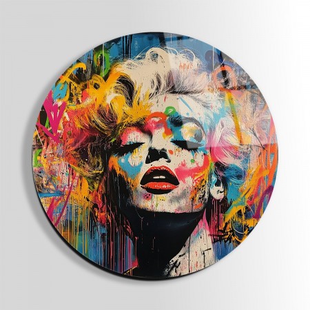 Boyalı Marilyn Monroe Cam Tablo