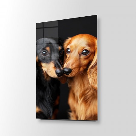 Çift Köpekler Cam Tablo