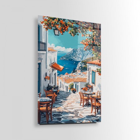 Denize Açılan Ara Sokaklar Cam Tablo