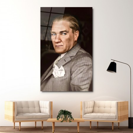 Derin Mustafa Kemal Atatürk Portresi Cam Tablo
