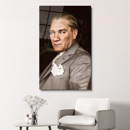 Derin Mustafa Kemal Atatürk Portresi Cam Tablo