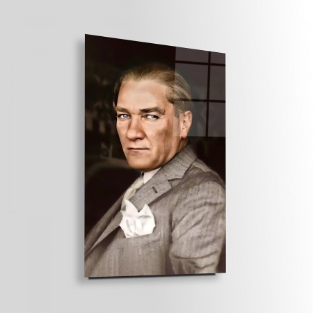 Derin Mustafa Kemal Atatürk Portresi Cam Tablo