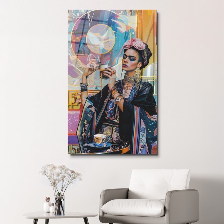Frida Kahlo Kahvesi Cam Tablo