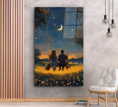 Gece Romantizmi Cam Tablo