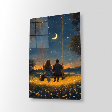 Gece Romantizmi Cam Tablo