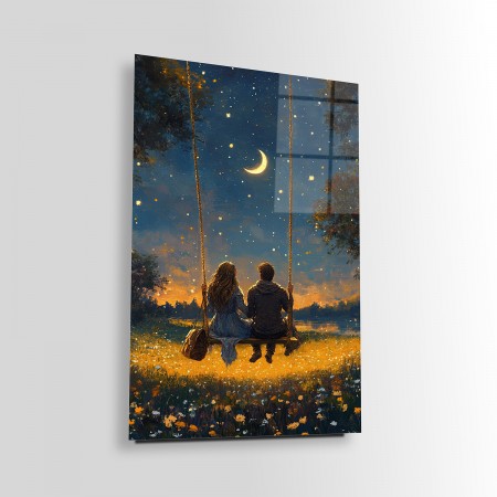 Gece Romantizmi Cam Tablo