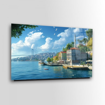 İstanbul Boğaz Manzarası Cam Tablo