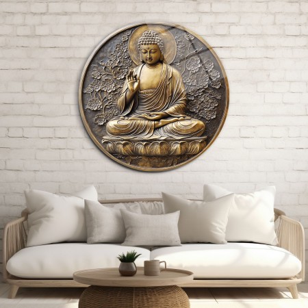 Kabartmalı Meditasyon Figürü Cam Tablo