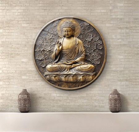Kabartmalı Meditasyon Figürü Cam Tablo