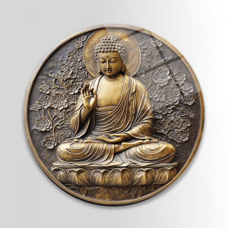 Kabartmalı Meditasyon Figürü Cam Tablo