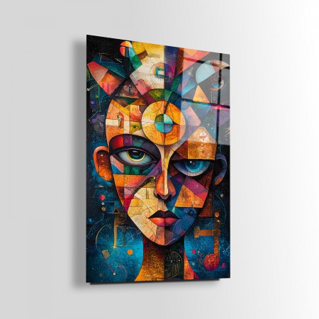 Karışık Yüz Deseni Cam Tablo