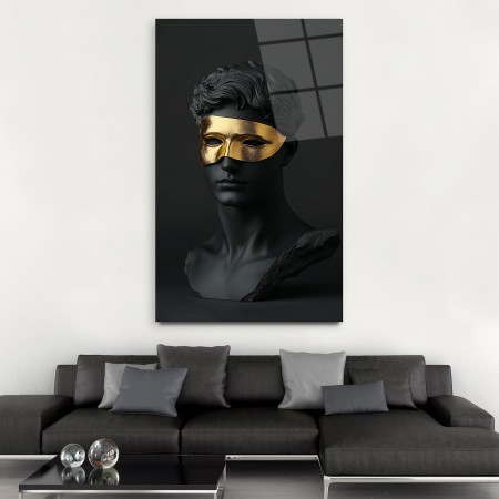 Maskeli Heykel Cam Tablo