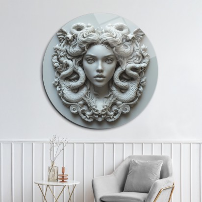 Medusa Portresi Cam Tablo