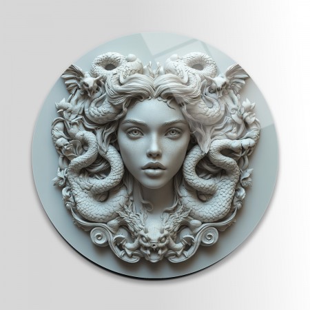 Medusa Portresi Cam Tablo