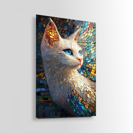 Mozaik Kedi Cam Tablo
