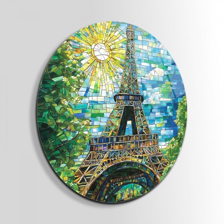Mozaik Paris Eyfel Kulesi Cam Tablo