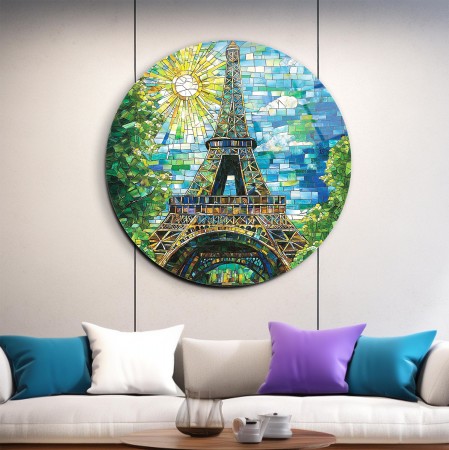 Mozaik Paris Eyfel Kulesi Cam Tablo