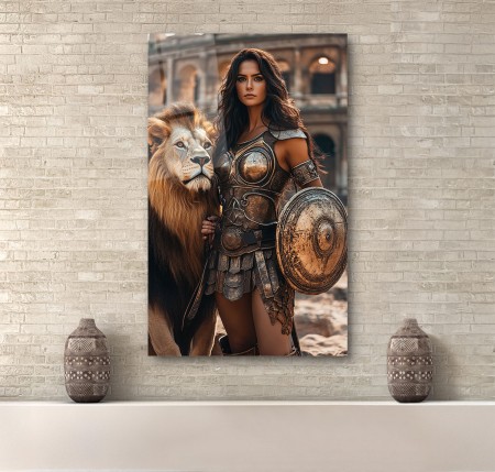 Savaşçı Kadın Cam Tablo