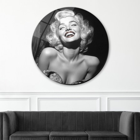 Siyah Beyaz Marilyn Monroe Cam Tablo