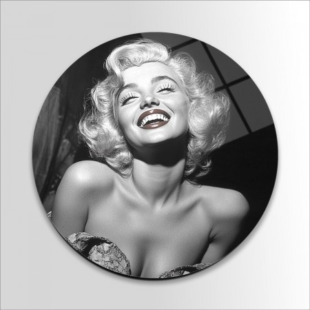 Siyah Beyaz Marilyn Monroe Cam Tablo
