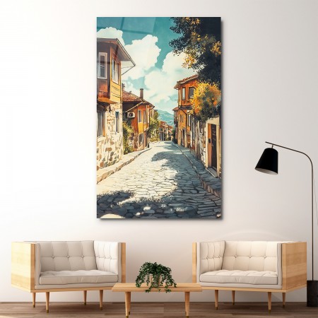 Taş Yol Sokağı Cam Tablo