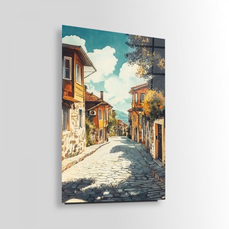 Taş Yol Sokağı Cam Tablo