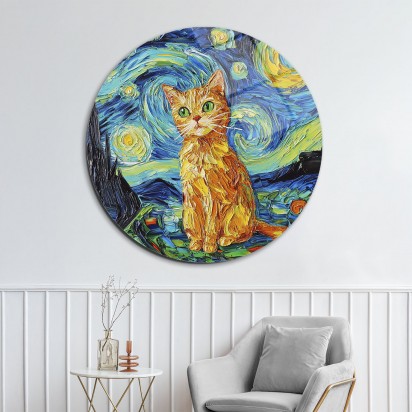 Turuncu Kedi Arkaplanı Cam Tablo