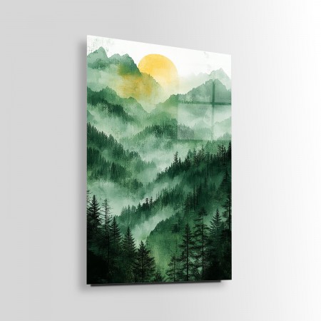 Yeşil Orman Cam Tablo